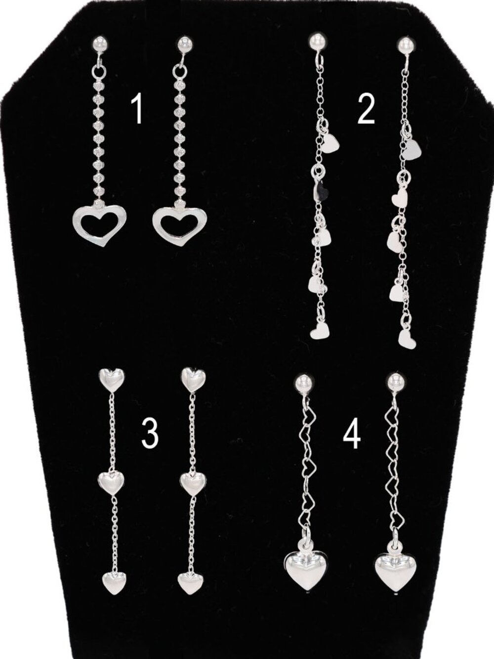 925 Sterling Silver Heart Dangle Drop Earrings